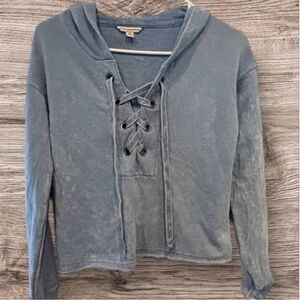 AMERICAN EAGLE OUTFITTERS EUC WOMENS BLUE HOODIE SWEATSHIRT HOODIES SZ XXS